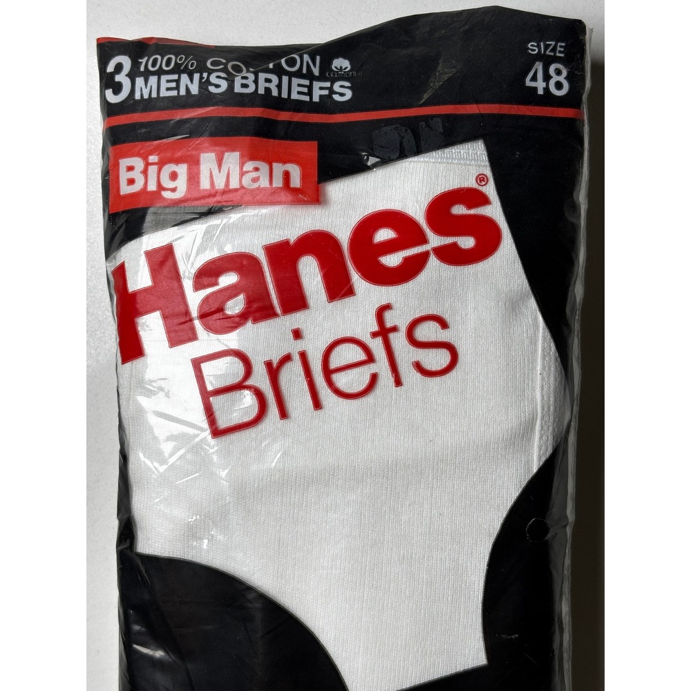 Hanes Big Man Vintage 90's Briefs Size 48 3 Pack 100% Cotton Tightie Whities